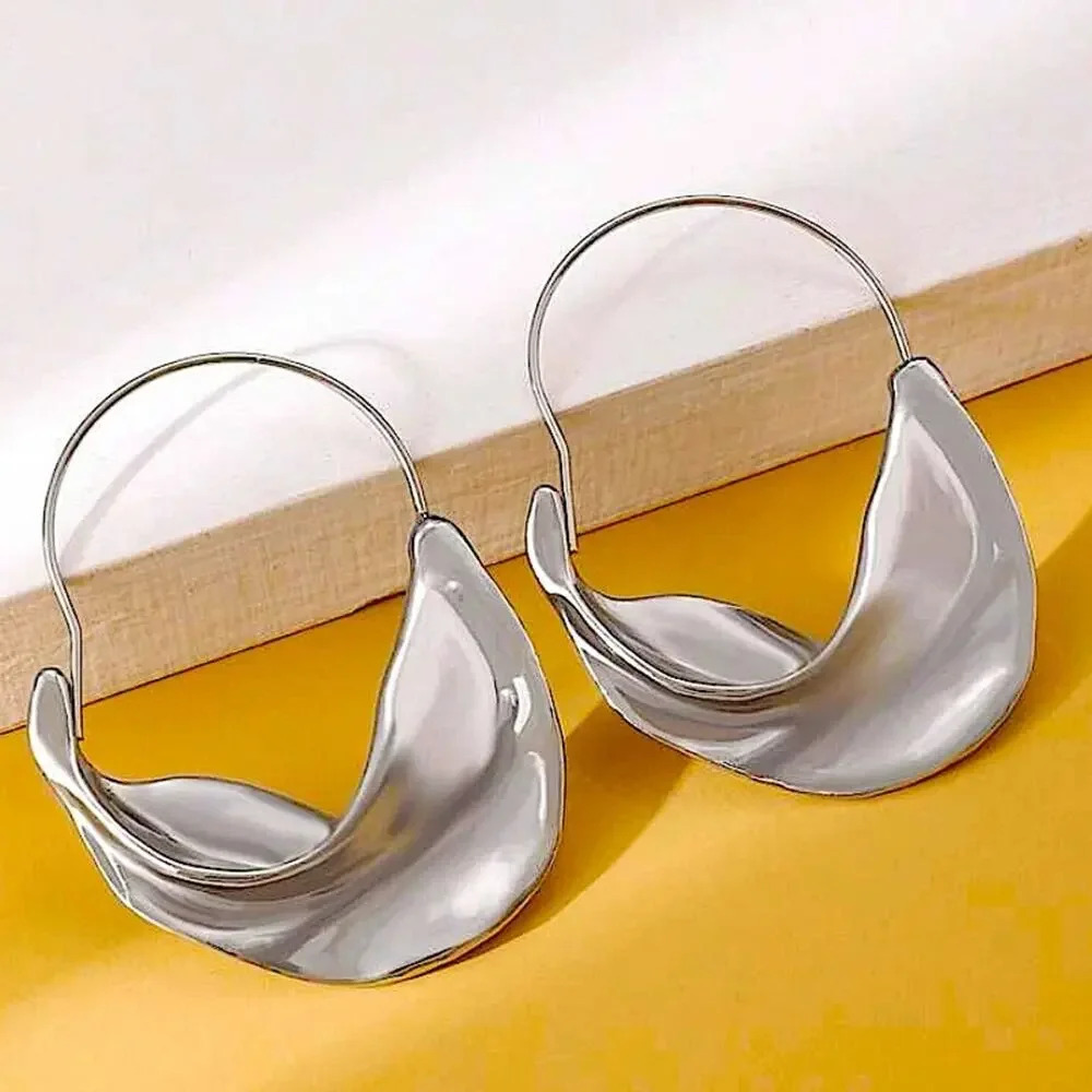 Silver Geometric Dangle Irregular Drop Earrings - image 1